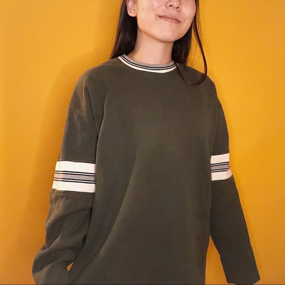 🌟SOLD🌟Green striped utility sweater | Size XL - Picture 2 of 5